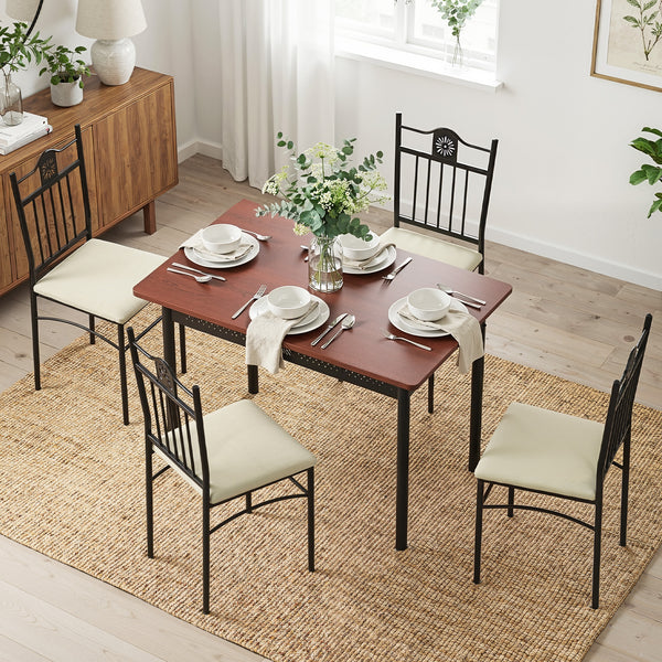 Artiss Dining Table and Chairs Set of 5 Compact Kitchen Furniture Upholstered Awezingly