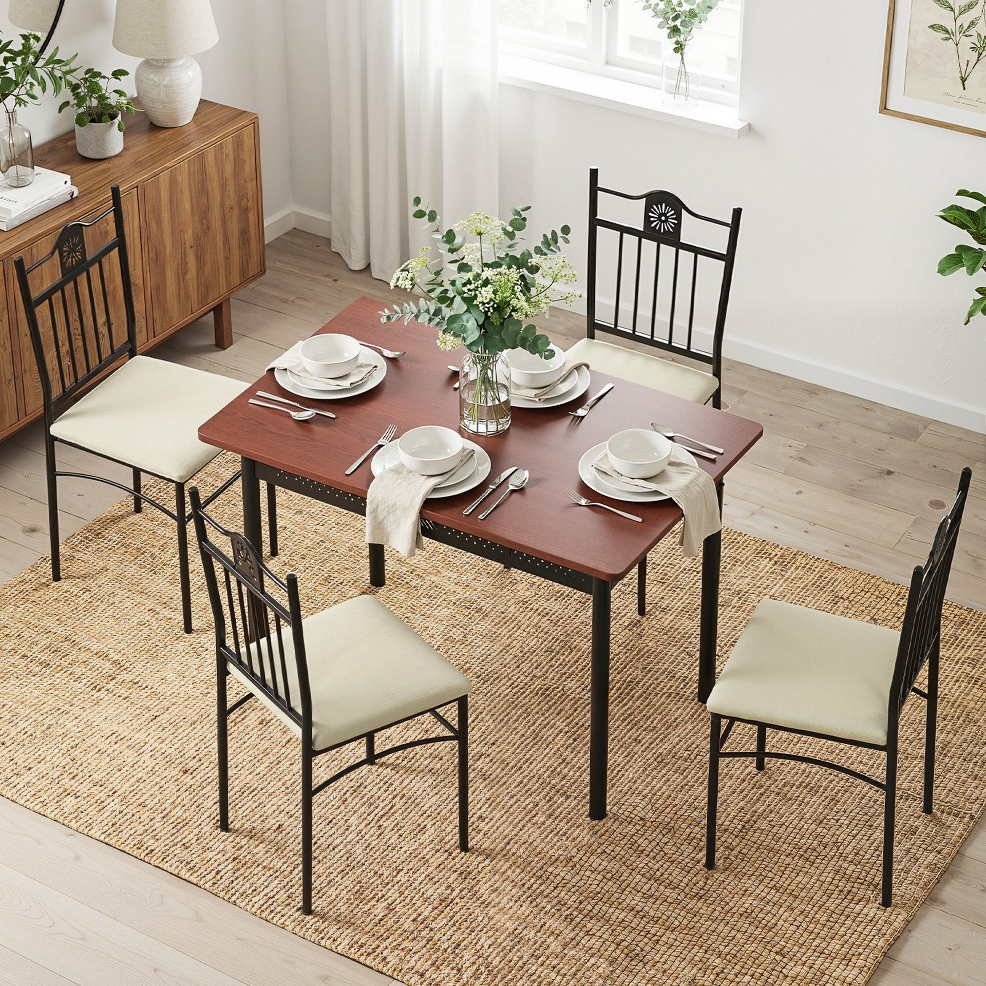 Artiss Dining Table and Chairs Set of 5 Compact Kitchen Furniture Upholstered Awezingly