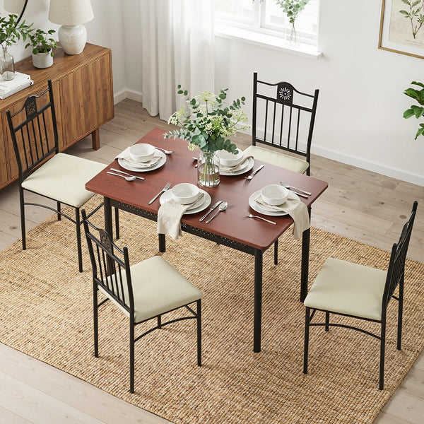 Artiss Dining Table and Chairs Set of 5 Compact Kitchen Furniture Upholstered Awezingly