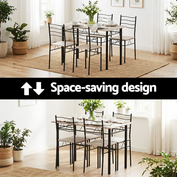 Artiss Dining Table and Chairs Set of 5 Compact Kitchen Furniture Modern Oak Awezingly