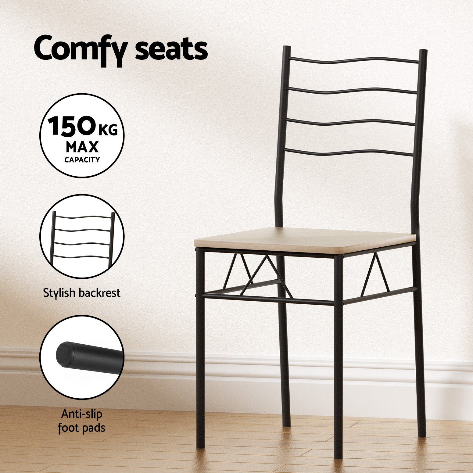 Artiss Dining Table and Chairs Set of 5 Compact Kitchen Furniture Modern Oak Awezingly