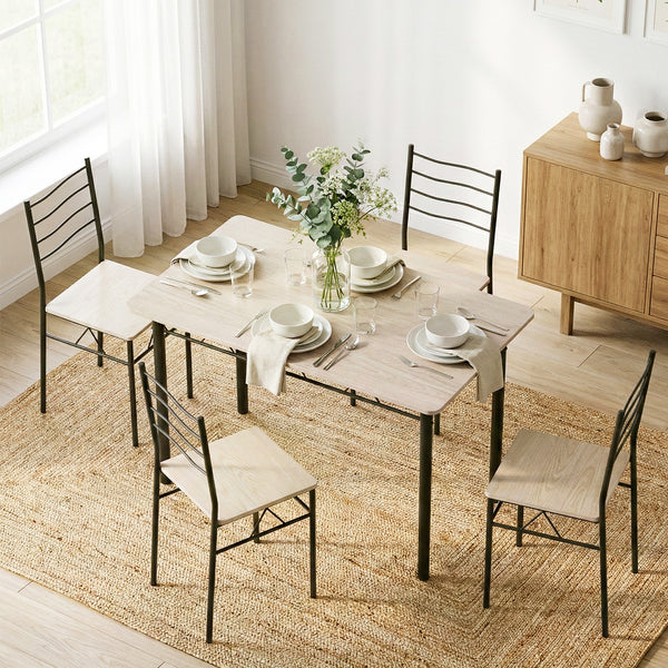 Artiss Dining Table and Chairs Set of 5 Compact Kitchen Furniture Modern Oak Awezingly
