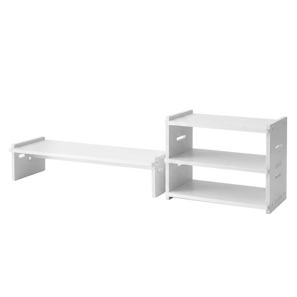 Artiss Monitor Stand and 3-Tier Desk Organiser 2-in-1 Modular Computer Monitor Riser PVC Desktop Shelf Holds 20kg for Office Students Gaming Artiss