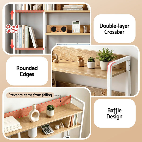 Artist Desk Organizer 2-Tier Desk Shelf 24cm Depth for Unblocked Monitor View Asymmetrical Desk Hutch Dorm for WFH & Gaming Heavy-Duty Giselle Bedding
