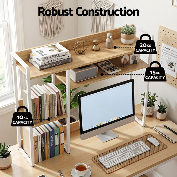 Artist Desk Organizer 2-Tier Desk Shelf 24cm Depth for Unblocked Monitor View Asymmetrical Desk Hutch Dorm for WFH & Gaming Heavy-Duty Giselle Bedding