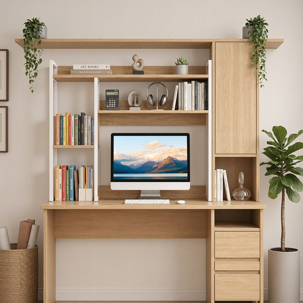 Artist Desk Organizer 2-Tier Desk Shelf 24cm Depth for Unblocked Monitor View Asymmetrical Desk Hutch Dorm for WFH & Gaming Heavy-Duty Giselle Bedding
