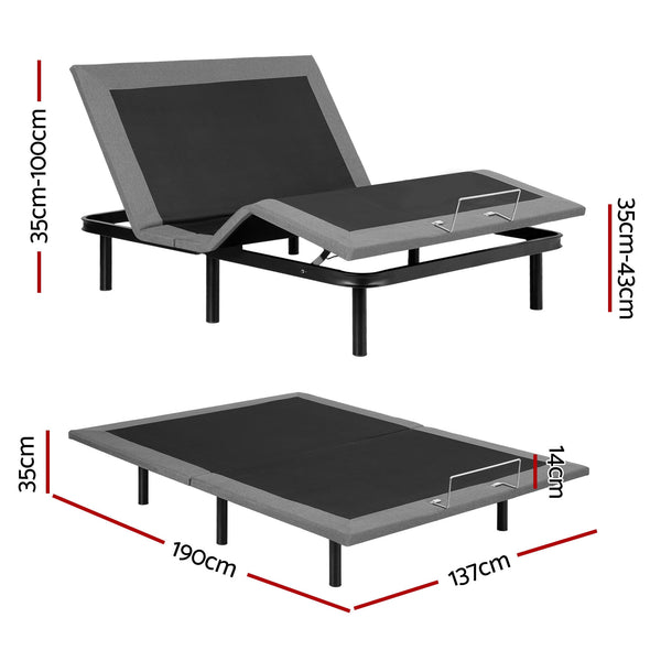 Artiss Adjustable Bed Frame Double Size Electric Bed Base Wireless Remote Control Zero Gravity Power Bed Foundation Awezingly
