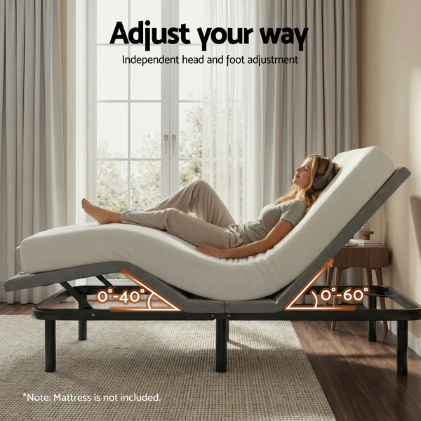 Artiss Adjustable Bed Frame King Size Electric Bed Base Wireless Remote Control Zero Gravity Power Bed Foundation Awezingly