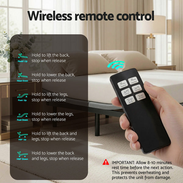 Artiss Adjustable Bed Frame King Size Electric Bed Base Wireless Remote Control Zero Gravity Power Bed Foundation Awezingly