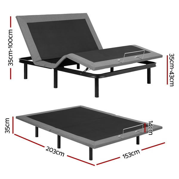 Artiss Adjustable Bed Frame Queen Size Electric Bed Base Wireless Remote Control Zero Gravity Power Bed Foundation Awezingly