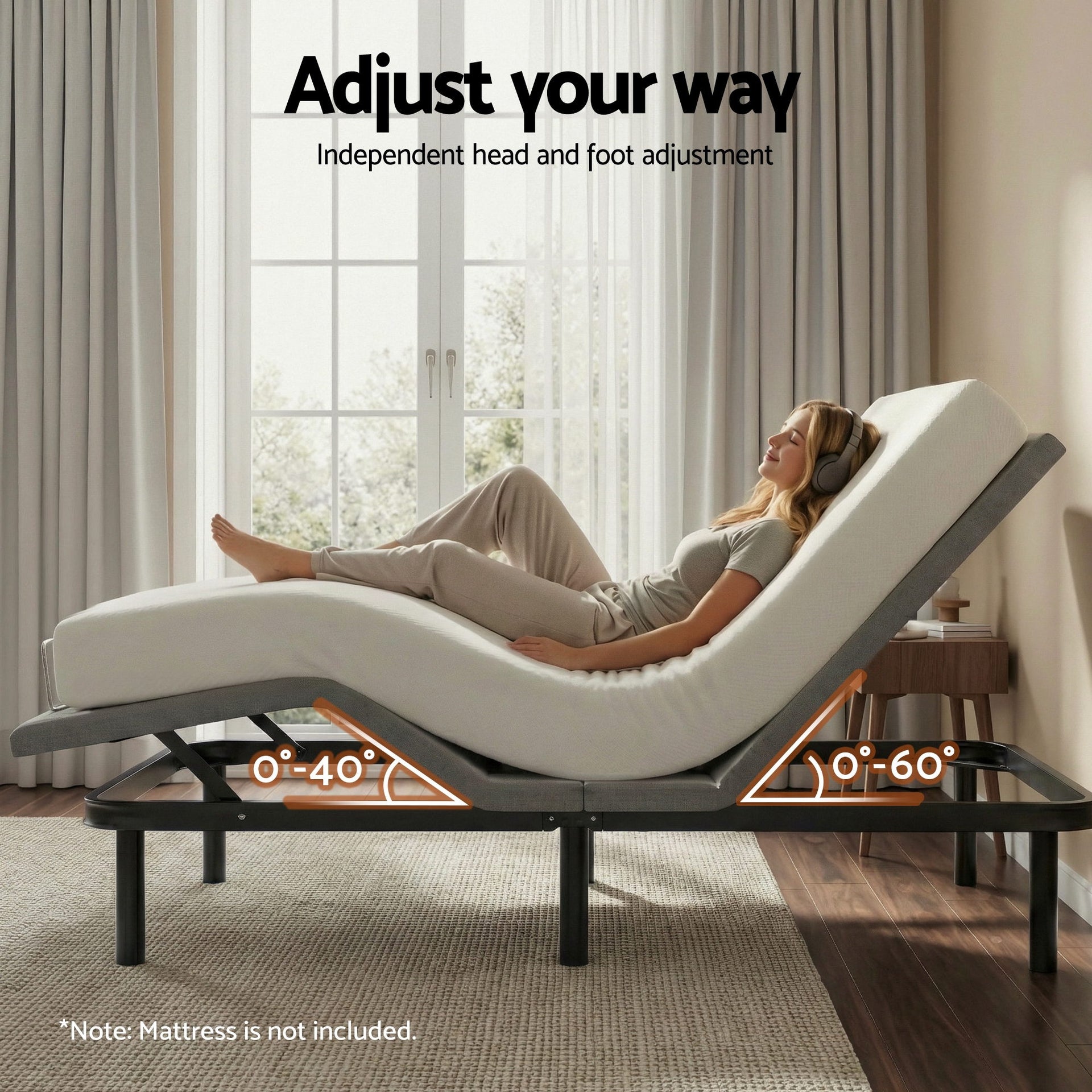 Artiss Adjustable Bed Frame Queen Size Electric Bed Base Wireless Remote Control Zero Gravity Power Bed Foundation Awezingly