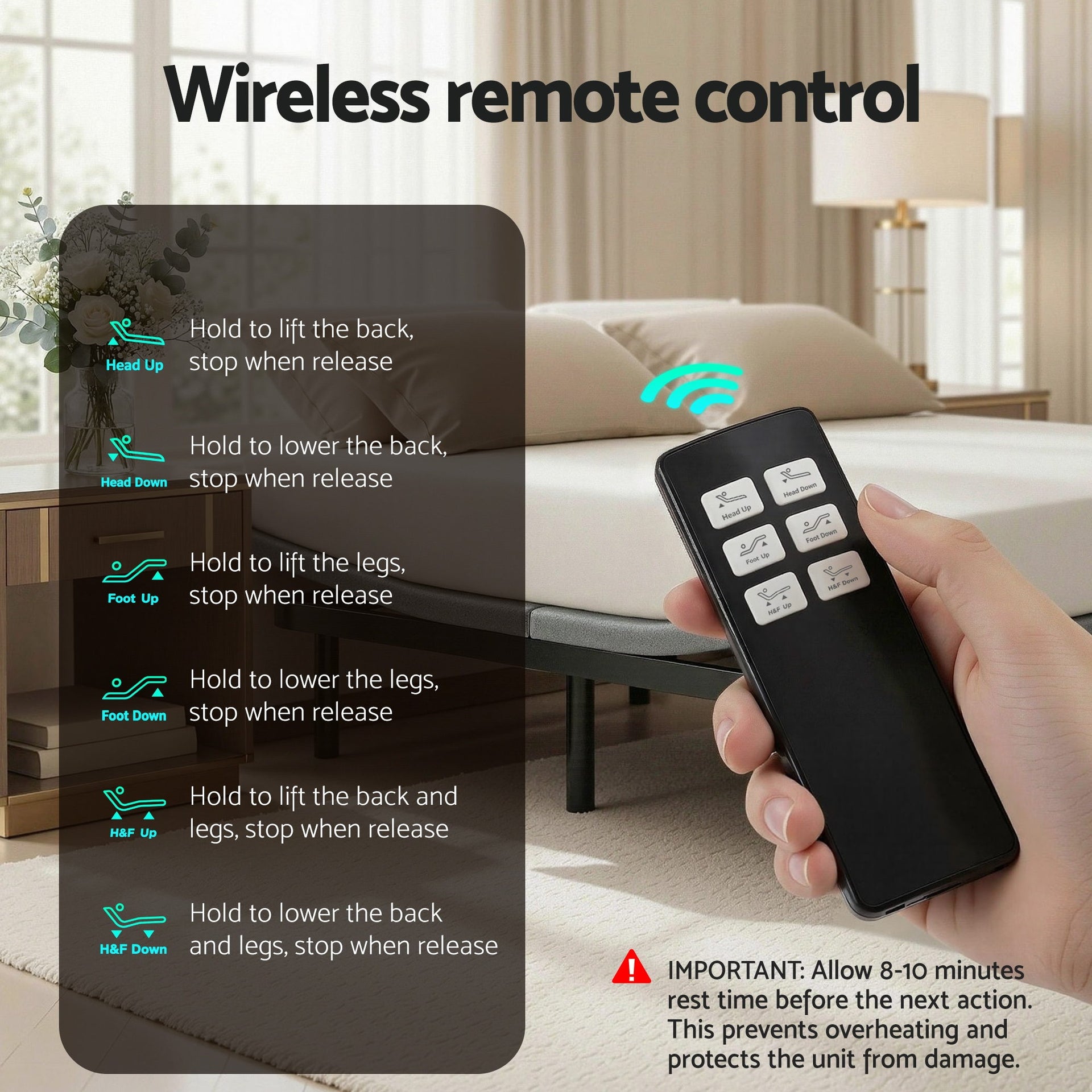 Artiss Adjustable Bed Frame Queen Size Electric Bed Base Wireless Remote Control Zero Gravity Power Bed Foundation Awezingly