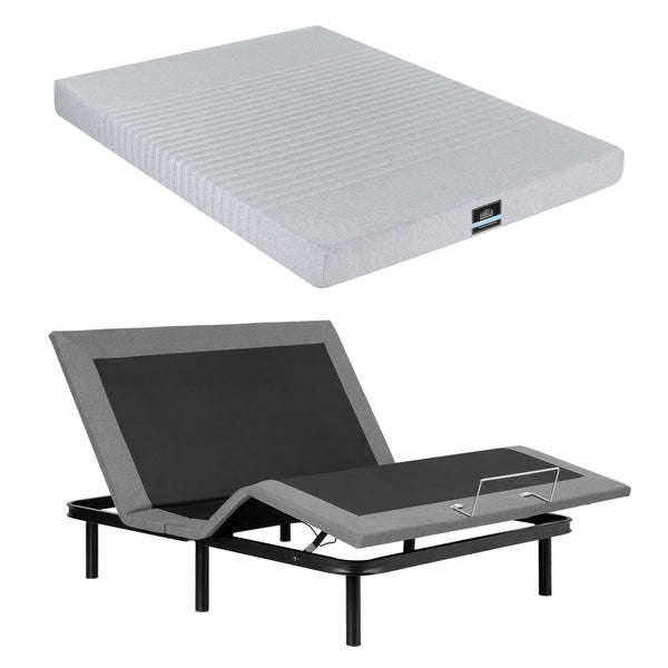 Artiss Double Bed Frame and Giselle Bedding Double Memory Foam Mattress Set, Electric Bed Base with Zero Gravity & 7 Zone Cooling Comfort for Back Pain Relief, Black & Grey,15cm Thickness Awezingly