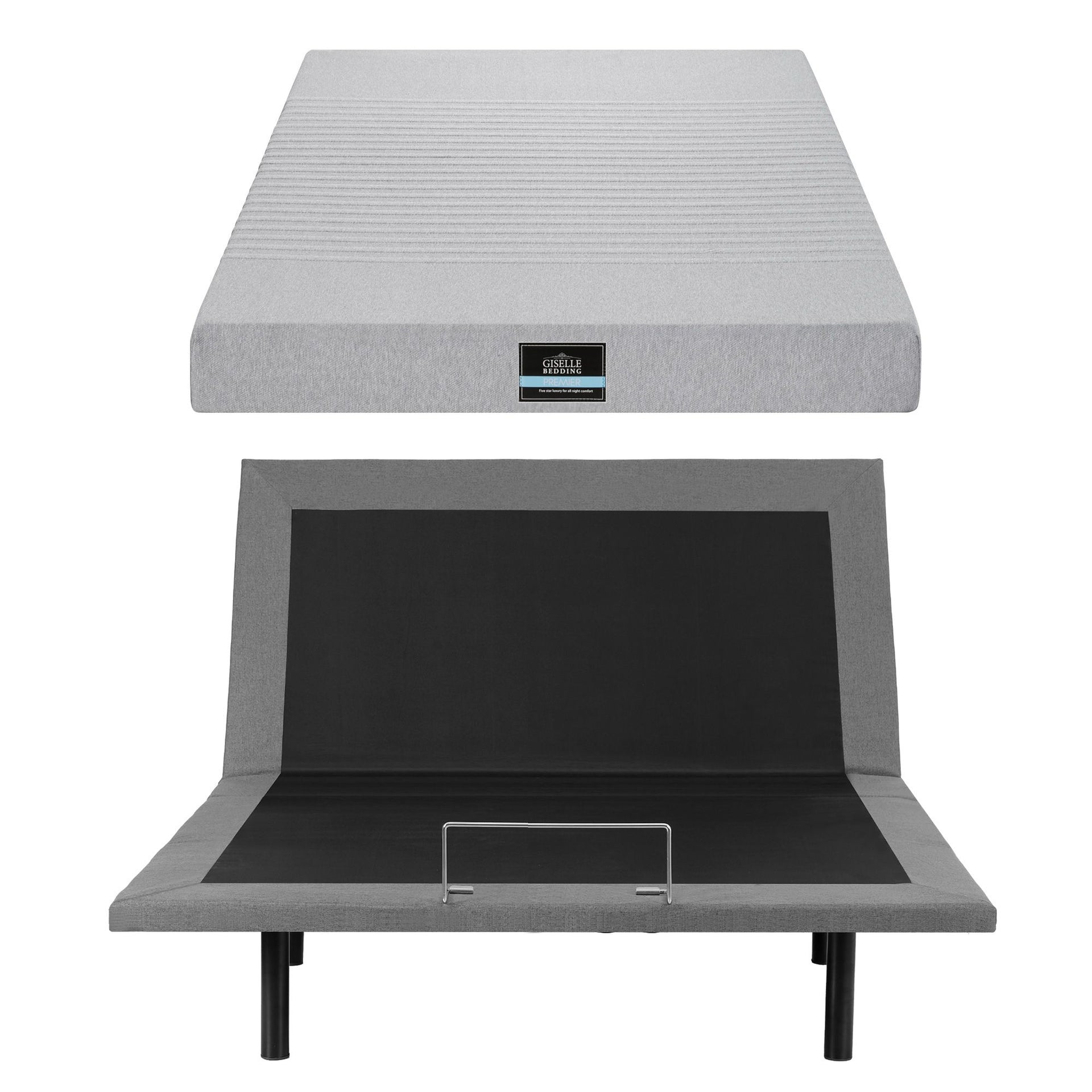 Artiss Double Bed Frame and Giselle Bedding Double Memory Foam Mattress Set, Electric Bed Base with Zero Gravity & 7 Zone Cooling Comfort for Back Pain Relief, Black & Grey,15cm Thickness Awezingly