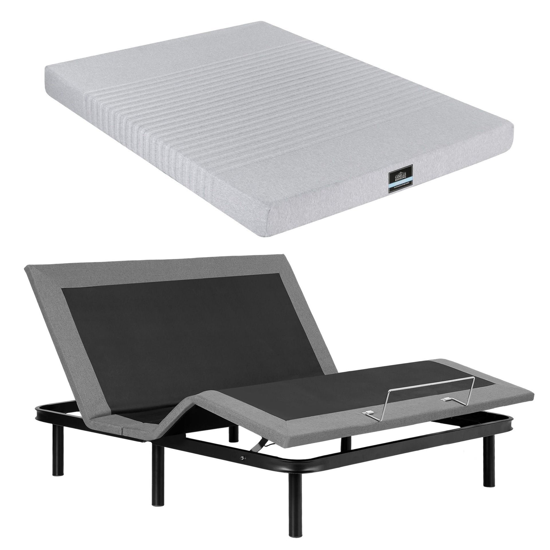 Artiss King Bed Frame and Giselle Bedding King Memory Foam Mattress Set, Electric Bed Base with Zero Gravity & 7 Zone Cooling Comfort for Back Pain Relief, Black & Grey, 15cm Thickness Awezingly