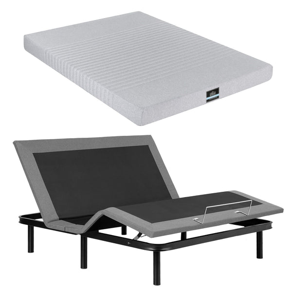 Artiss King Bed Frame and Giselle Bedding King Memory Foam Mattress Set, Electric Bed Base with Zero Gravity & 7 Zone Cooling Comfort for Back Pain Relief, Black & Grey, 15cm Thickness Awezingly