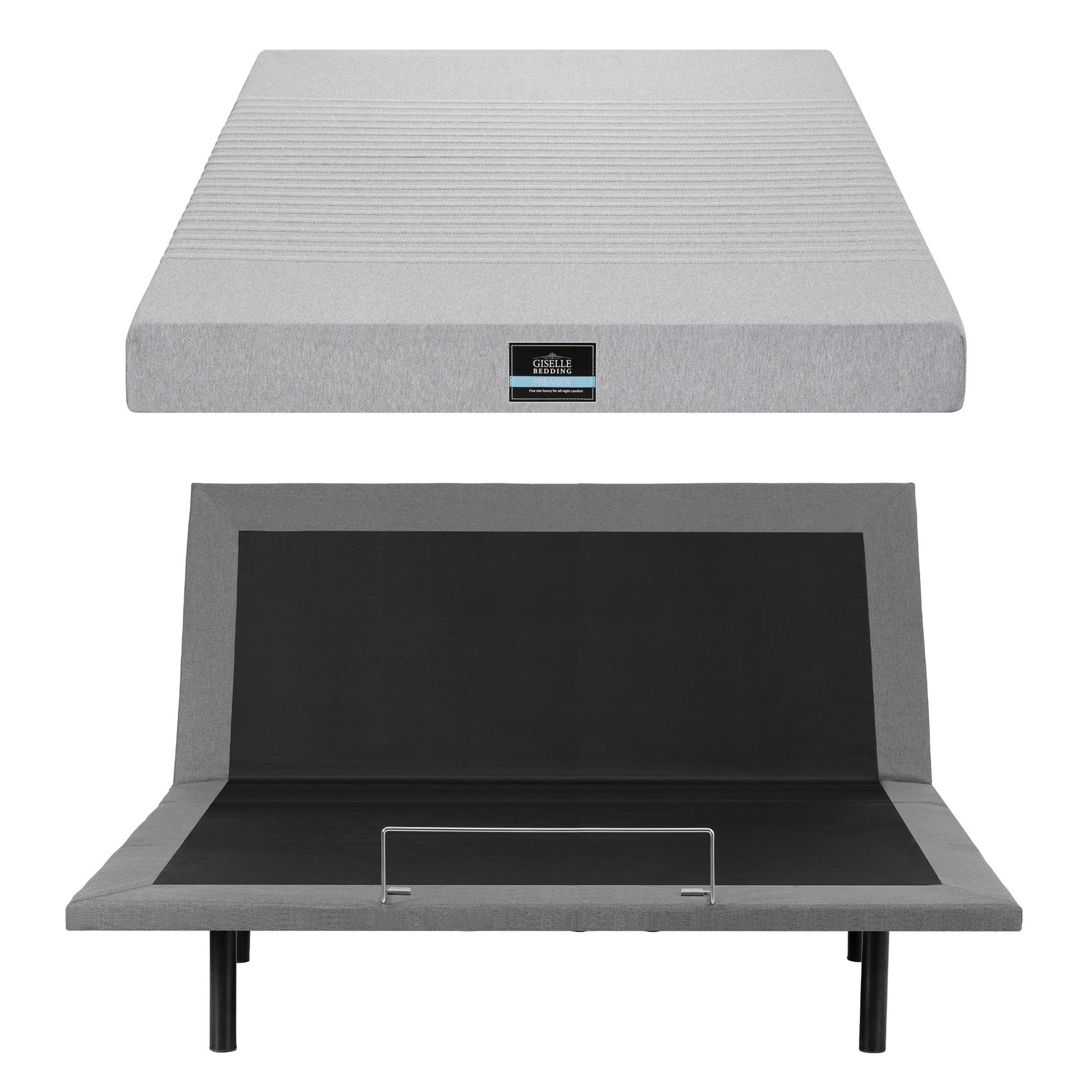 Artiss King Bed Frame and Giselle Bedding King Memory Foam Mattress Set, Electric Bed Base with Zero Gravity & 7 Zone Cooling Comfort for Back Pain Relief, Black & Grey, 15cm Thickness Awezingly