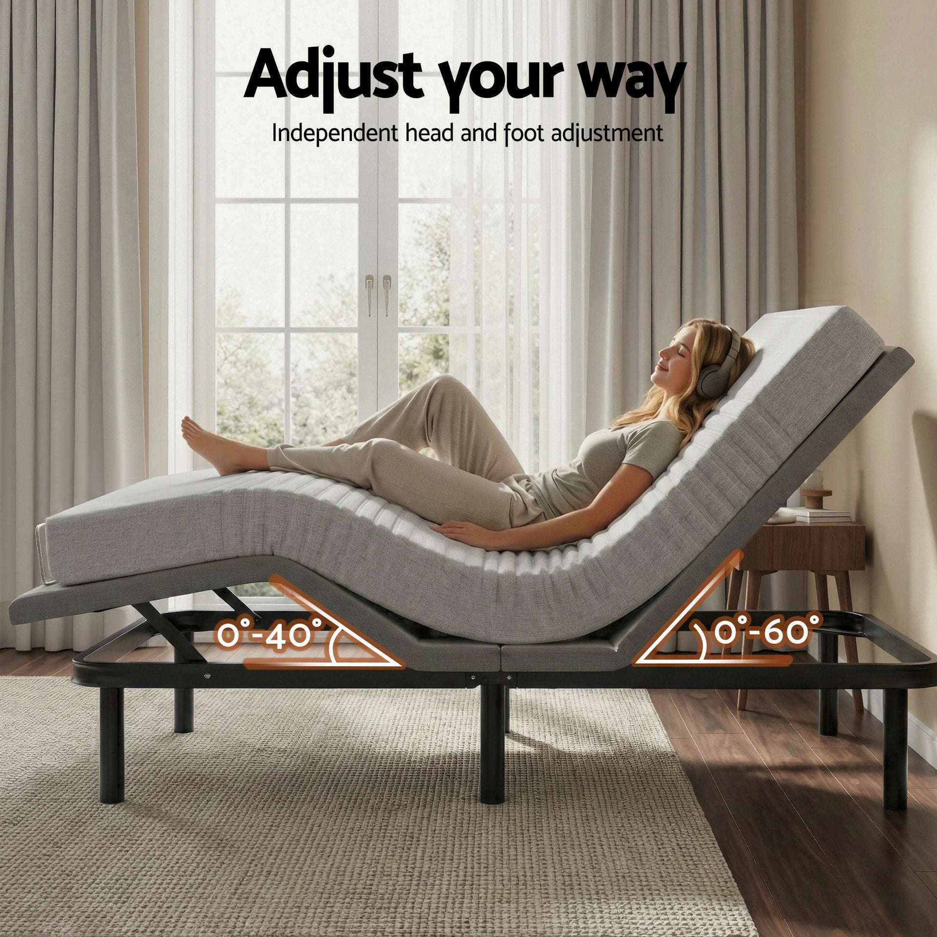 Artiss King Bed Frame and Giselle Bedding King Memory Foam Mattress Set, Electric Bed Base with Zero Gravity & 7 Zone Cooling Comfort for Back Pain Relief, Black & Grey, 15cm Thickness Awezingly