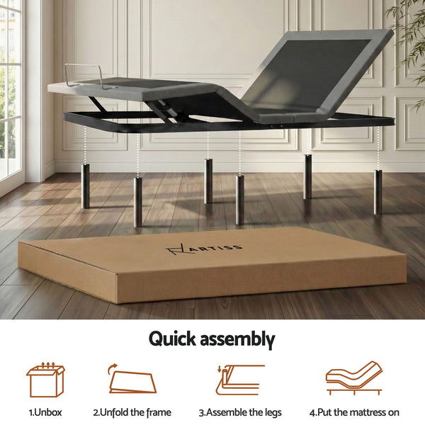 Artiss King Bed Frame and Giselle Bedding King Memory Foam Mattress Set, Electric Bed Base with Zero Gravity & 7 Zone Cooling Comfort for Back Pain Relief, Black & Grey, 15cm Thickness Awezingly