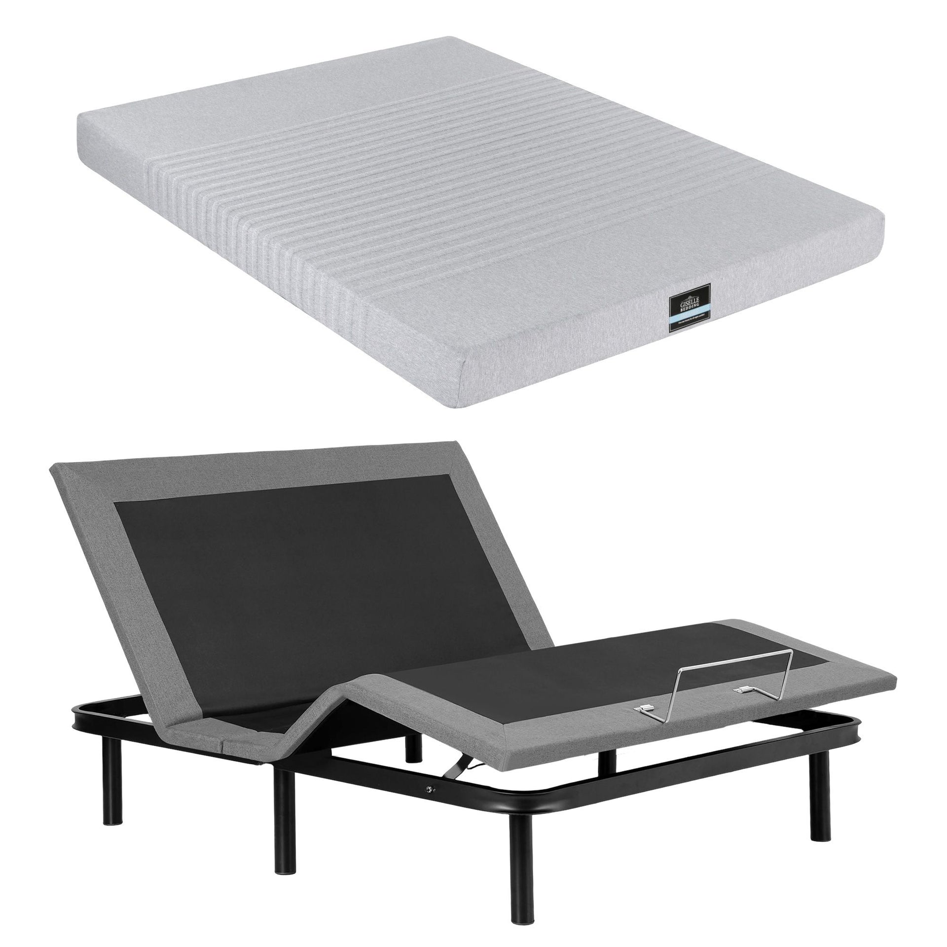Artiss Queen Bed Frame and Giselle Bedding Queen Memory Foam Mattress Set, Electric Bed Base with Zero Gravity & 7 Zone Cooling Comfort for Back Pain Relief, Black & Grey, 15cm Thickness Awezingly