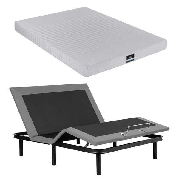 Artiss Queen Bed Frame and Giselle Bedding Queen Memory Foam Mattress Set, Electric Bed Base with Zero Gravity & 7 Zone Cooling Comfort for Back Pain Relief, Black & Grey, 15cm Thickness Awezingly