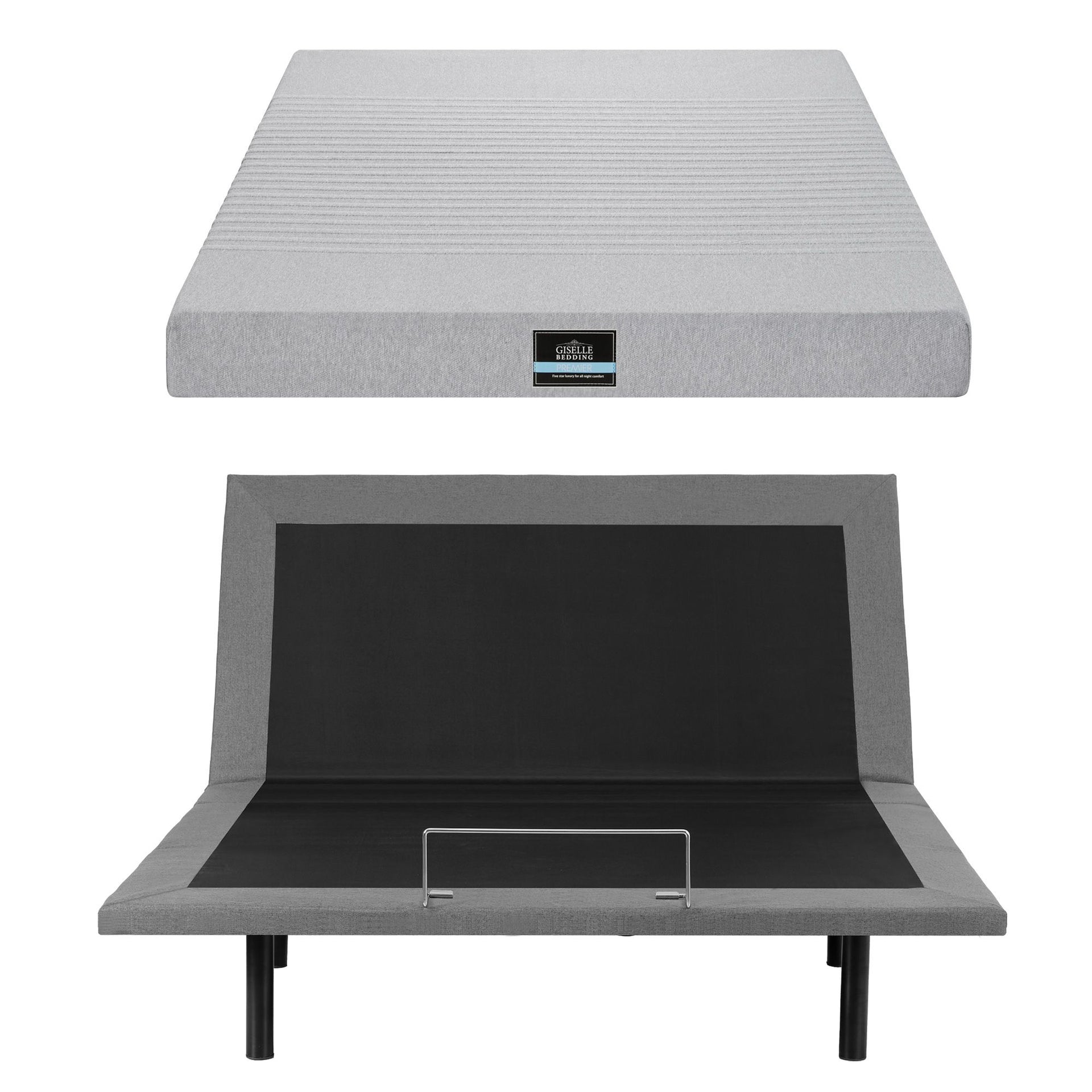 Artiss Queen Bed Frame and Giselle Bedding Queen Memory Foam Mattress Set, Electric Bed Base with Zero Gravity & 7 Zone Cooling Comfort for Back Pain Relief, Black & Grey, 15cm Thickness Awezingly