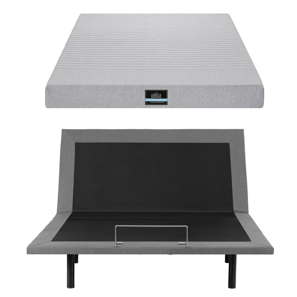 Artiss Queen Bed Frame and Giselle Bedding Queen Memory Foam Mattress Set, Electric Bed Base with Zero Gravity & 7 Zone Cooling Comfort for Back Pain Relief, Black & Grey, 15cm Thickness Awezingly