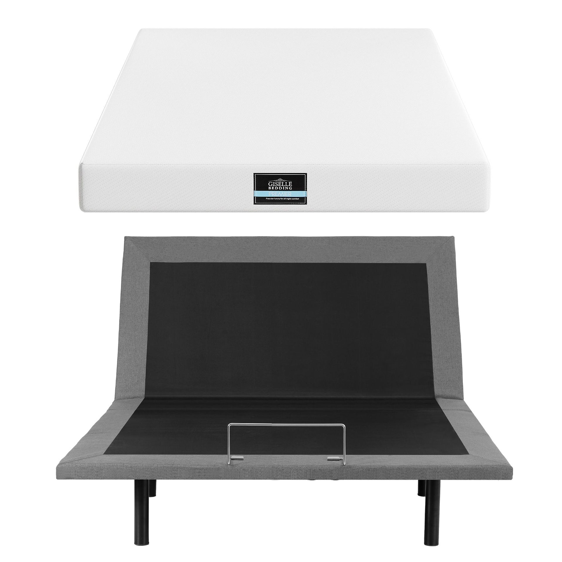 Artiss Double size bed frame & Giselle Bedding Double Mattress Combo, adjustable bed Base for Snoring Relief, Independent Head Foot Incline, Wireless Remote, Black,20cm Thickness Awezingly