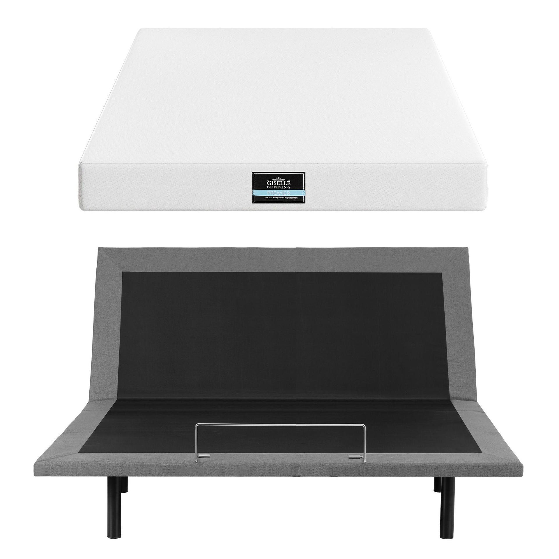 Artiss King size bed frame & Giselle Bedding King Mattress Combo, adjustable bed Base for Snoring Relief, Independent Head Foot Incline, Wireless Remote, Black,20cm Thickness Awezingly