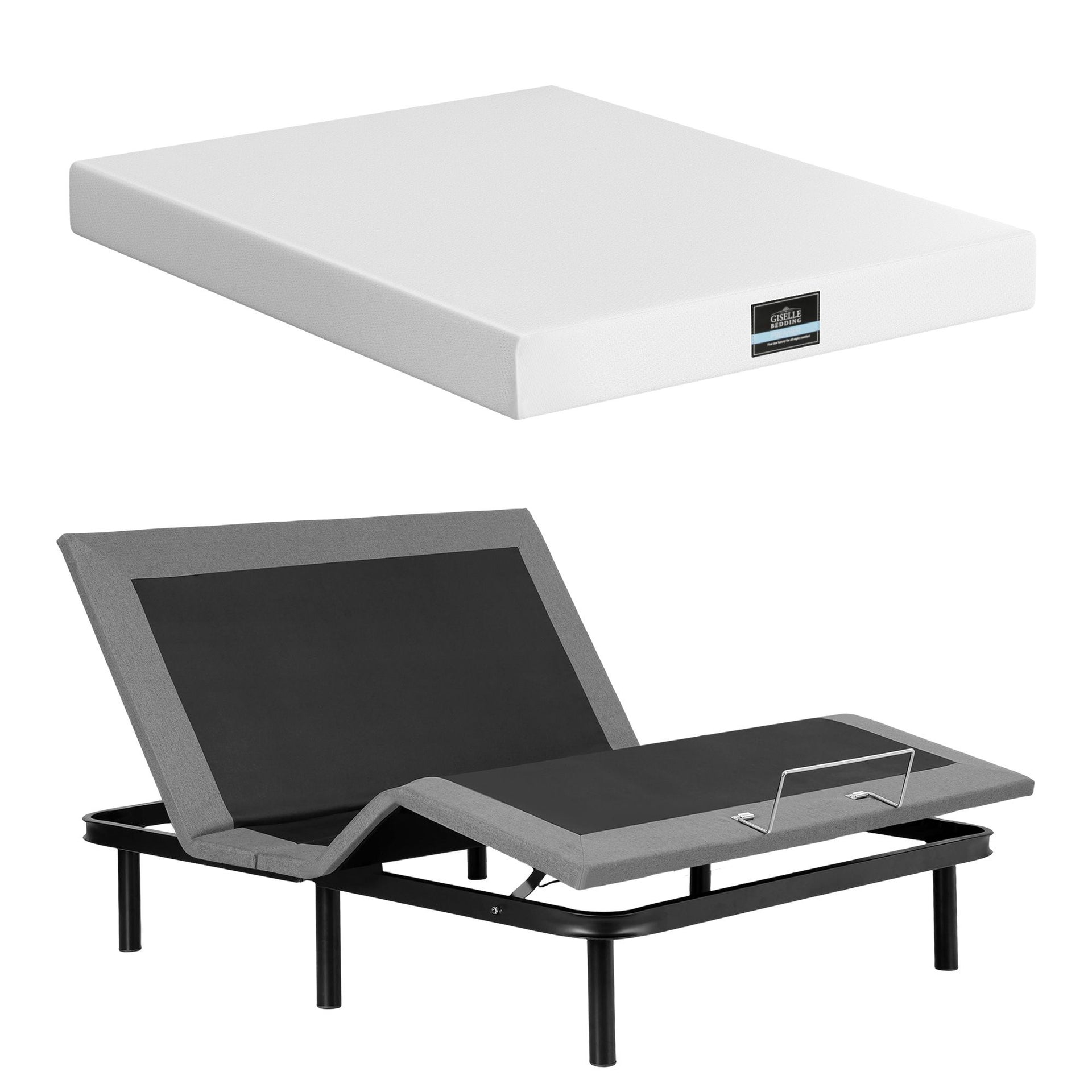 Artiss Queen size bed frame & Giselle Bedding Mattress Queen Combo, adjustable bed Base for Snoring Relief, Independent Head Foot Incline, Wireless Remote, Black,20cm Thickness Awezingly
