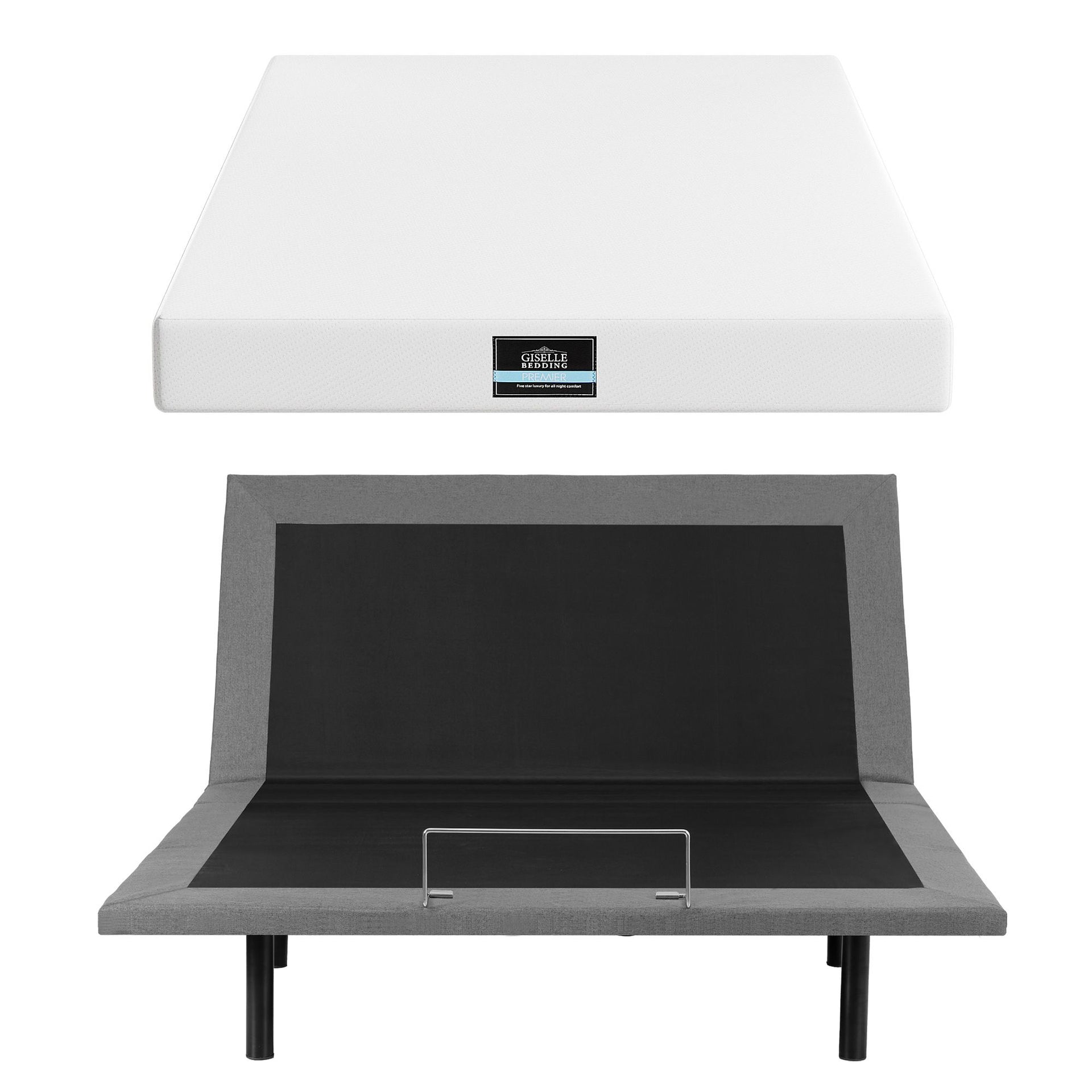 Artiss Queen size bed frame & Giselle Bedding Mattress Queen Combo, adjustable bed Base for Snoring Relief, Independent Head Foot Incline, Wireless Remote, Black,20cm Thickness Awezingly