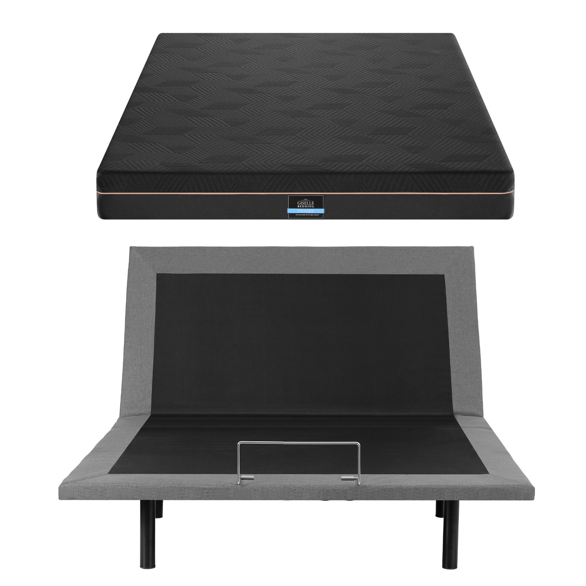 Artiss Double size bed frame with Giselle Bedding Double Mattress, adjustable bed Base Combo for Snoring Relief, Independent Head Foot Incline, Wireless Remote, Black,18cm Thickness Awezingly