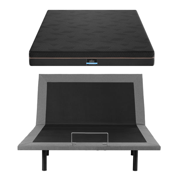 Artiss Double size bed frame with Giselle Bedding Double Mattress, adjustable bed Base Combo for Snoring Relief, Independent Head Foot Incline, Wireless Remote, Black,18cm Thickness Awezingly