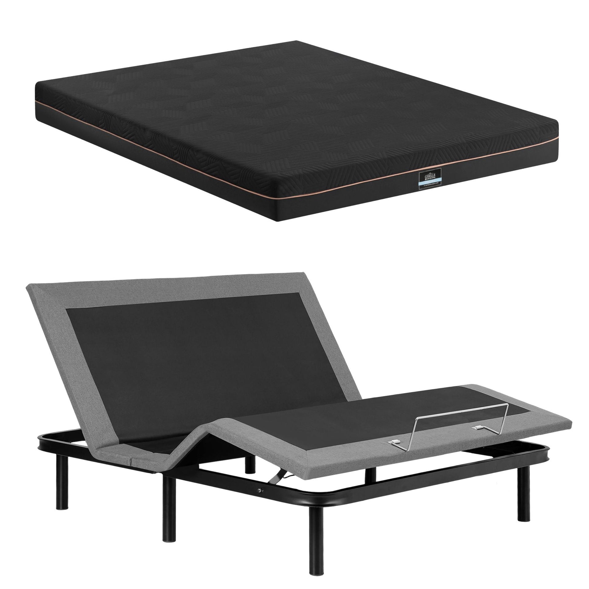 Artiss King size bed frame with Giselle Bedding King Mattress, adjustable bed Base Combo for Snoring Relief, Independent Head Foot Incline, Wireless Remote, Black,18cm Thickness Awezingly