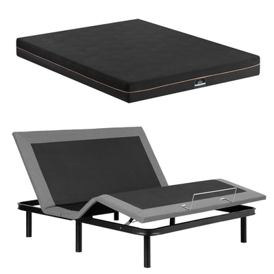 Artiss King size bed frame with Giselle Bedding King Mattress, adjustable bed Base Combo for Snoring Relief, Independent Head Foot Incline, Wireless Remote, Black,18cm Thickness