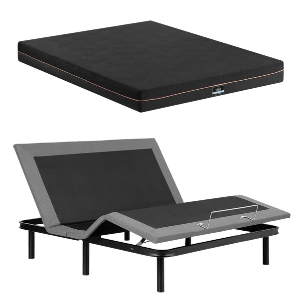 Artiss King size bed frame with Giselle Bedding King Mattress, adjustable bed Base Combo for Snoring Relief, Independent Head Foot Incline, Wireless Remote, Black,18cm Thickness Awezingly