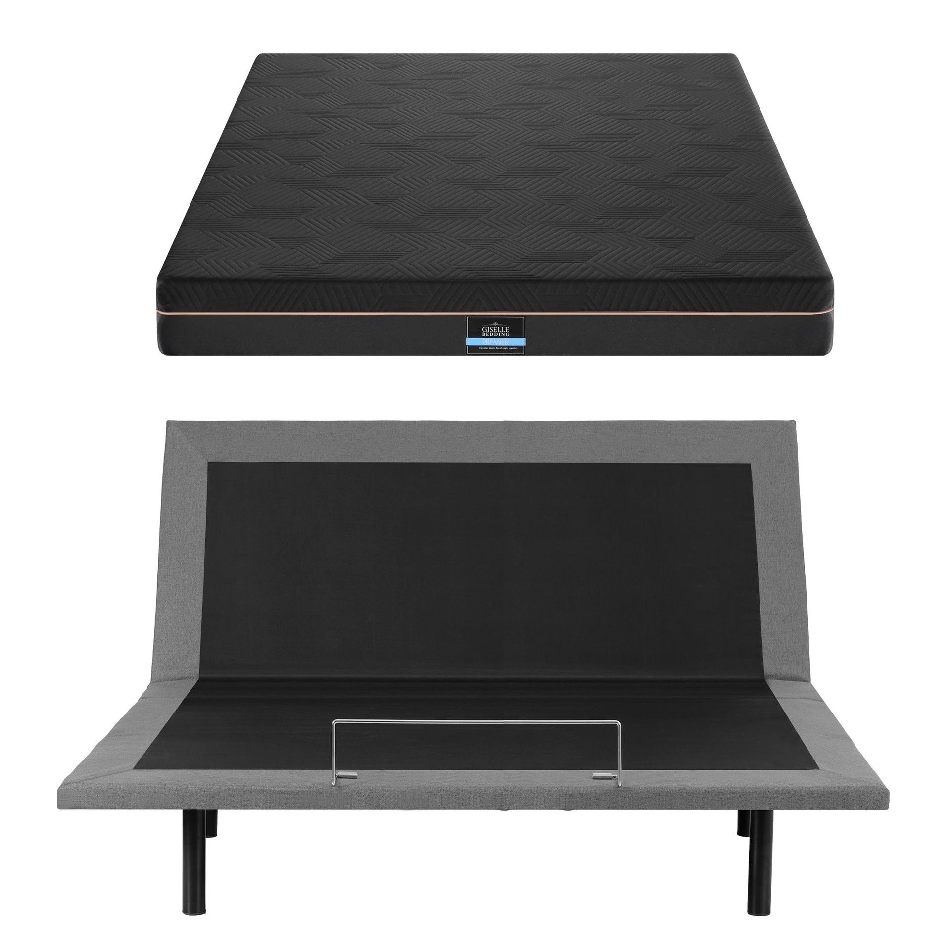 Artiss King size bed frame with Giselle Bedding King Mattress, adjustable bed Base Combo for Snoring Relief, Independent Head Foot Incline, Wireless Remote, Black,18cm Thickness Awezingly