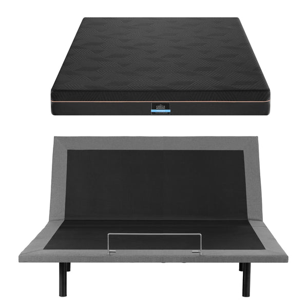 Artiss King size bed frame with Giselle Bedding King Mattress, adjustable bed Base Combo for Snoring Relief, Independent Head Foot Incline, Wireless Remote, Black,18cm Thickness Awezingly