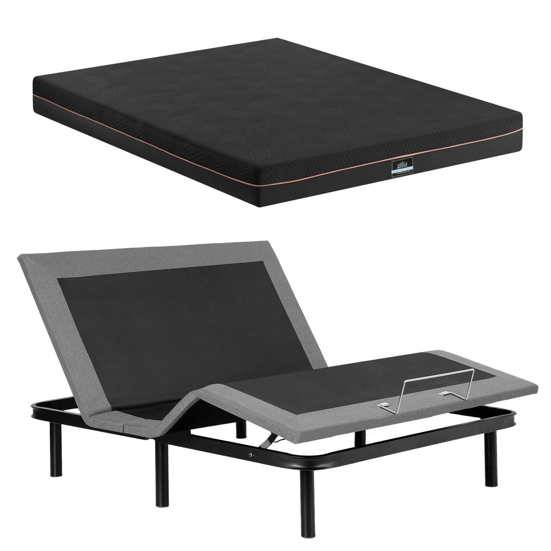 Artiss Queen size bed frame with Giselle Bedding Queen Mattress, adjustable bed Base Combo for Snoring Relief, Independent Head Foot Incline, Wireless Remote, Black,18cm Thickness Awezingly