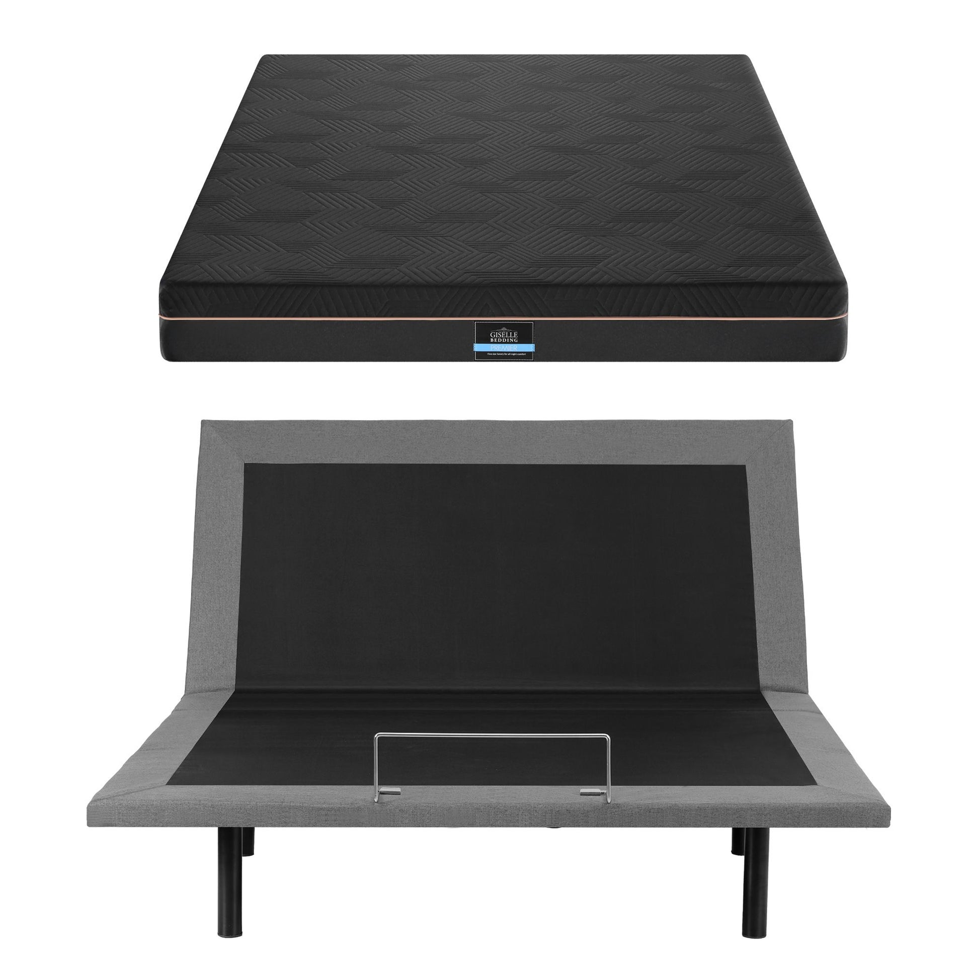 Artiss Queen size bed frame with Giselle Bedding Queen Mattress, adjustable bed Base Combo for Snoring Relief, Independent Head Foot Incline, Wireless Remote, Black,18cm Thickness Awezingly