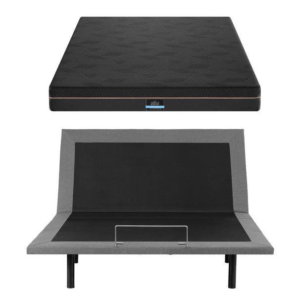 Artiss Queen size bed frame with Giselle Bedding Queen Mattress, adjustable bed Base Combo for Snoring Relief, Independent Head Foot Incline, Wireless Remote, Black,18cm Thickness Awezingly