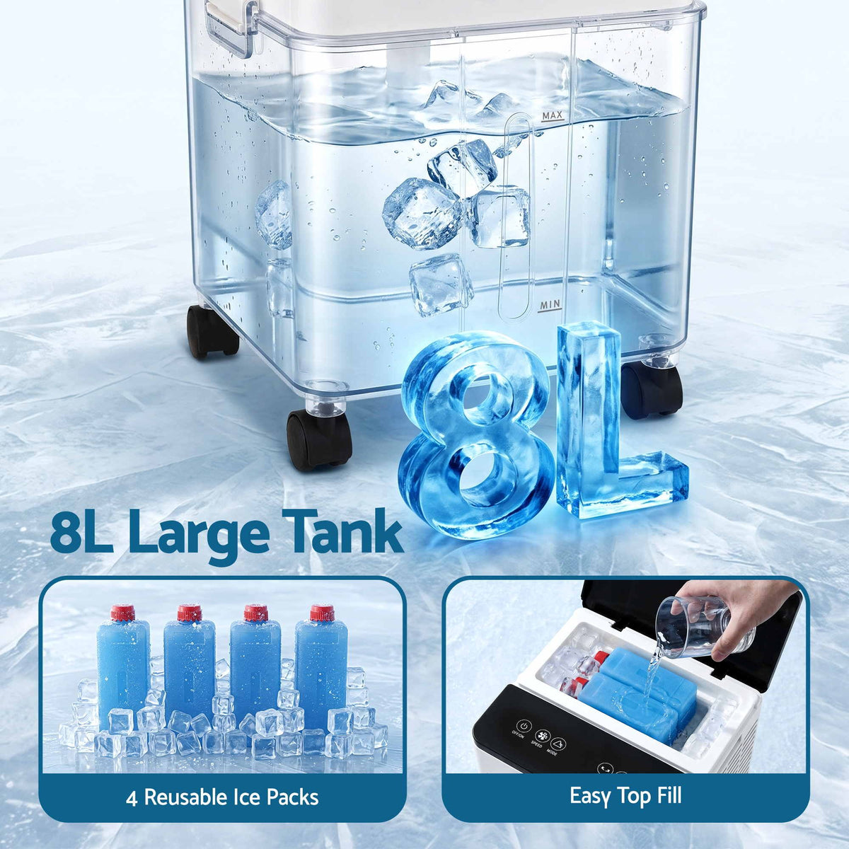 Devanti 8L 3-in-1 Evaporative Air Cooler 4 Ice Packs Remote Control 3 Speed Awezingly