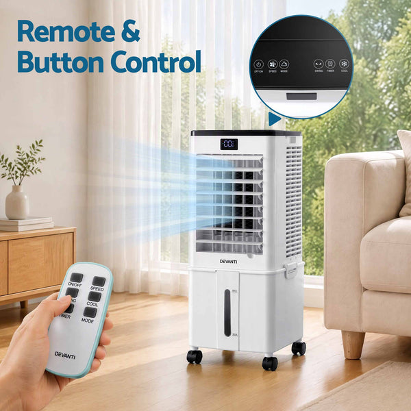 Devanti 8L 3-in-1 Evaporative Air Cooler 4 Ice Packs Remote Control 3 Speed Awezingly