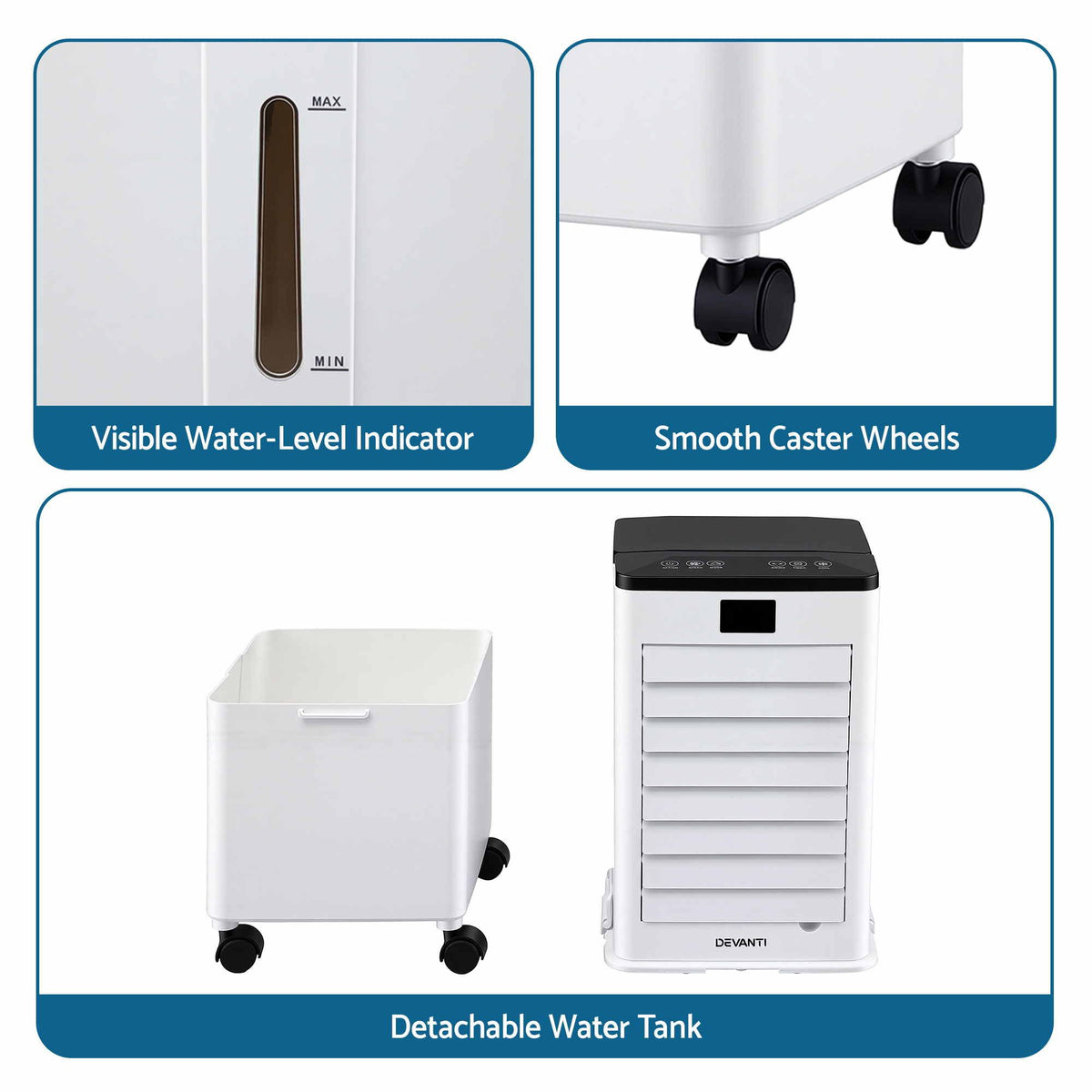 Devanti 8L 3-in-1 Evaporative Air Cooler 4 Ice Packs Remote Control 3 Speed Awezingly