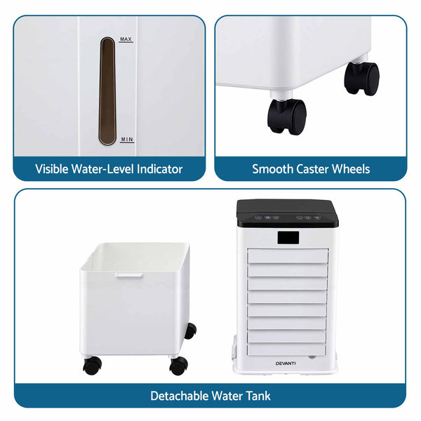 Devanti 8L 3-in-1 Evaporative Air Cooler 4 Ice Packs Remote Control 3 Speed Awezingly