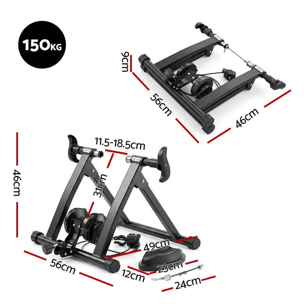 Everfit Bike Trainer Stand Indoor Riding Bicycle 6 Level Cycling Home Gym Black Awezingly