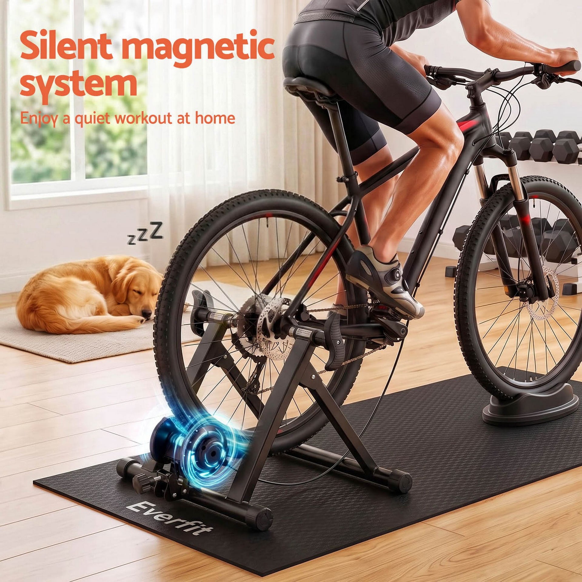 Everfit Bike Trainer Stand Indoor Riding Bicycle 6 Level Cycling Home Gym Black Awezingly