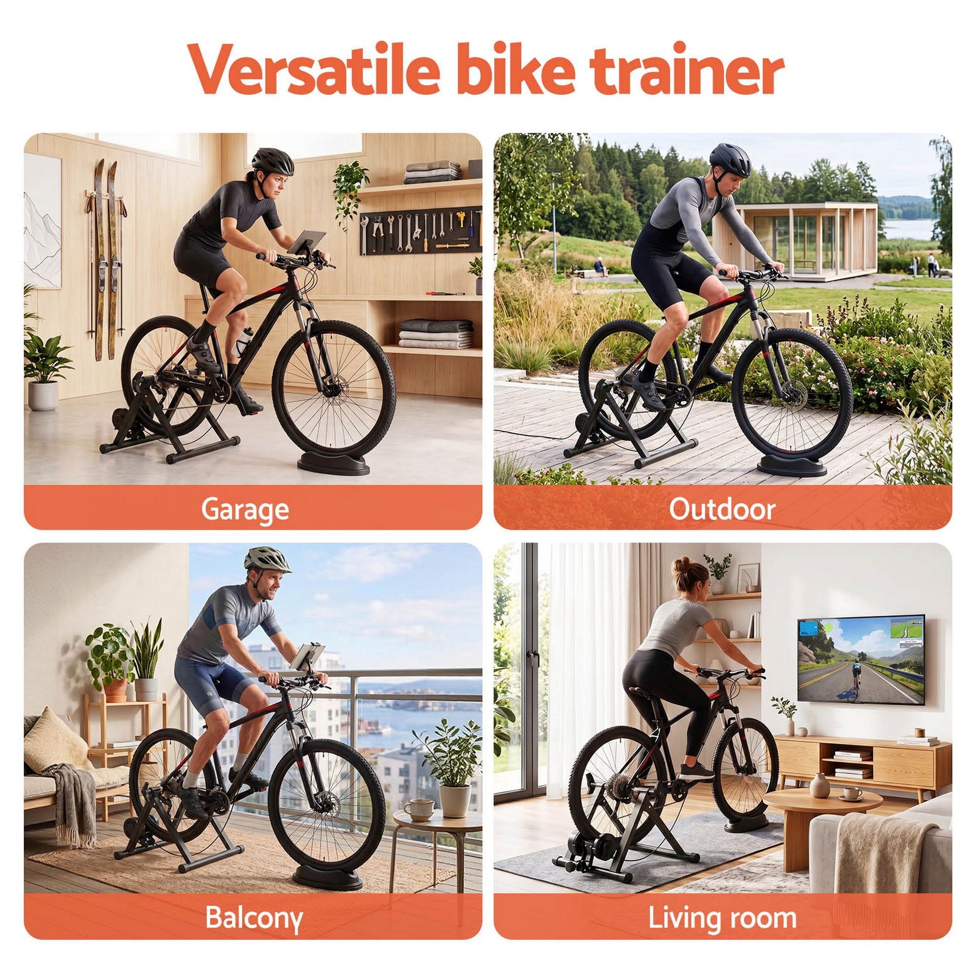 Everfit Bike Trainer Stand Indoor Riding Bicycle 6 Level Cycling Home Gym Black Awezingly