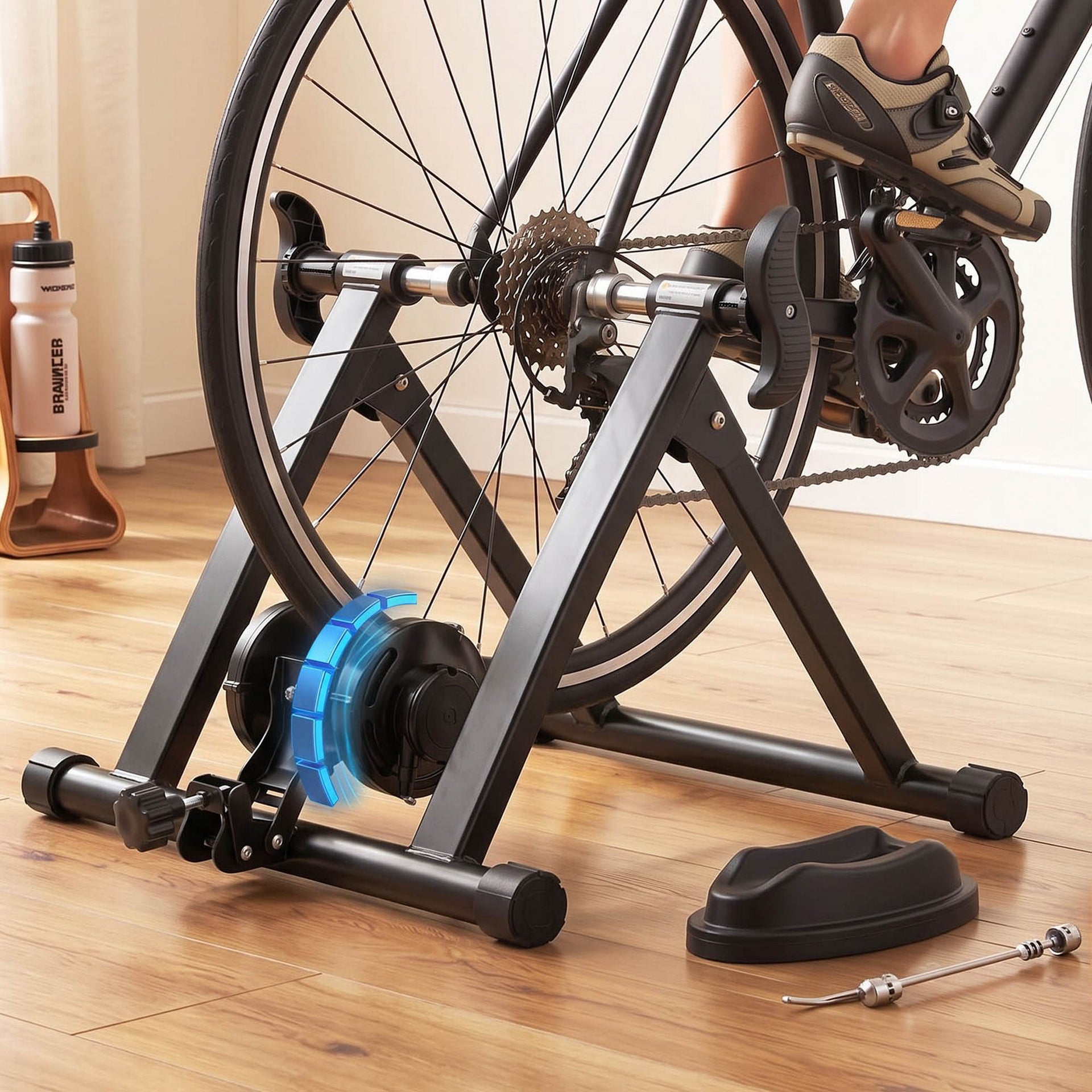 Everfit Bike Trainer Stand Indoor Riding Bicycle 6 Level Cycling Home Gym Black Awezingly