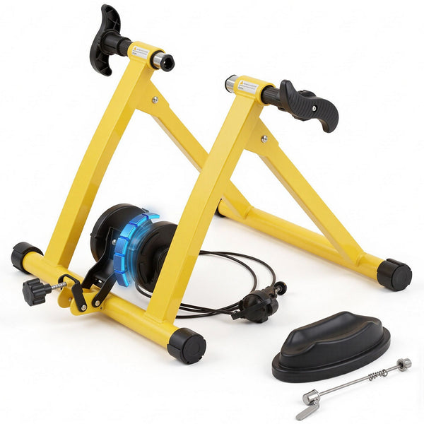 Everfit Bike Trainer Stand Indoor Riding Bicycle 6 Level Cycling Home Gym Yellow Awezingly